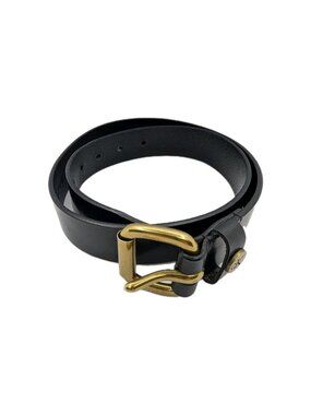 VTG CALVIN KLEIN Belt Large Italian Saddle black Leather Brass Buckle 90s 32"